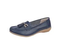 Ladies Real Leather Tassel Slip On Moccasin Flat Nautical Boat Shoes Loafers Royal Blue UK 5