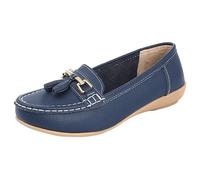 Ladies Real Leather Tassel Slip On Moccasin Flat Nautical Boat Shoes Loafers Size 3-8