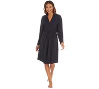 Ladies Recycled Yarn No Collar Kimono Robe Summer Lightweight Dressing Gown Blue Medium