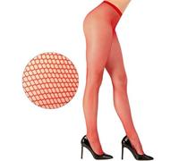 Ladies Red Fishnet Tights Womens Pantyhose Fancy Dress Halloween Costume