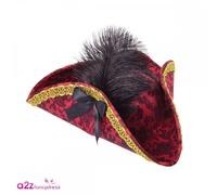 Ladies Red Pirate Tricorn Hat Buccaneer Shipmate Adult Fancy Dress One Size