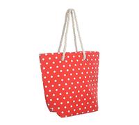 Ladies Red Polka Canvas Beach Shoulder Bag Tote Shopping Reuseable Handbag