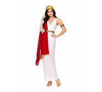 Ladies Red & White Glamorous Ancient Roman Lady Fancy Dress Costume