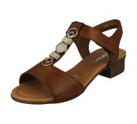 Ladies Remonte Block Heeled T-Bar Detailed Sandals D0P52