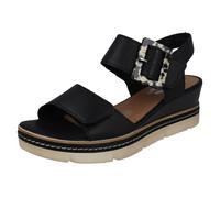Ladies Remonte Soft Leather Wedge Faux Buckle Sandals D2L53