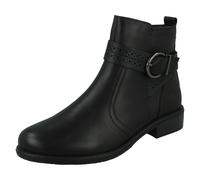 Ladies Remonte Zip Up Leather Buckle Detail Fleece Lined Ankle Boots - D0F81