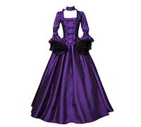Ladies Renaissance Medieval Dresses Retro Bell Sleeve Victorian Halloween Dress Costume Sale Clearance Sexy Plus Size Goth Cosplay Dress Steampunk Bellatrix Witches Costume Purple