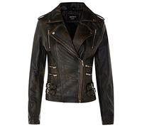 Ladies Retro 100% Nappa Leather Biker Jacket