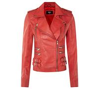 Ladies Retro 100% Nappa Leather Biker Jacket