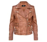 Ladies Retro 100% Nappa Leather Biker Jacket