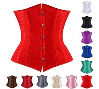 Ladies Retro Corset Bustier UK Deals Womens Basque Gothic Boned Waist Trainer Satin Lace Up Overbust Waist Cincher Heavy Duty Body Shaper Bodysuits Pirate Bustiers Tops Plus Size Gothic Lingerie