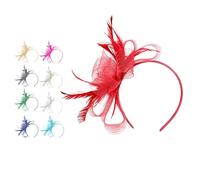 Ladies Retro Elegant Flower Hair Fascinator Feather Mesh Net Veil Wedding Hats for Weddings Tea Party Church Elegant Mesh Feather Bridal Headpiece