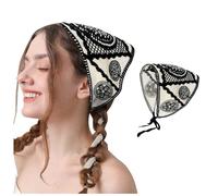 Ladies Retro Elegant Flower Hair Fascinator Women Headbands Knitted Headscarf White Headwrap Hair Bandanas Vintage Hippie Headband Tie Head Kerchief Boho Accessories (One Size)