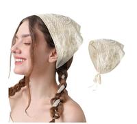 Ladies Retro Elegant Flower Hair Fascinator Women Headbands Knitted Headscarf White Headwrap Hair Bandanas Vintage Hippie Headband Tie Head Kerchief Boho Accessories (Gold, One Size)