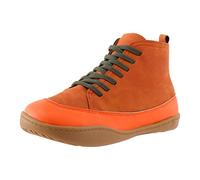 Ladies Retro Fashion Colorblock Leather Round Toe Lace Up Flat Casual Short Boots Flat Boots Women (Orange, 5.5)