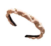 Ladies Rhinestone Embellished Hair Band, Bridal Headpiece Headdress Party Fashion Elegant Ladies Hair Band Hair Ring Accessories(Beige)