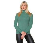 Ladies Rib Knit Polo Neck Jumper Christmas Eve Wool Sweater Winter Warm Knitted Tunic Womens Winter Warm Outdoor Fashion Sweatshirt Long Sleeve Jumper Top (Jade Green UK 12-14)