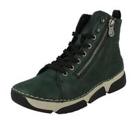 Ladies Rieker Lace Up & Zip Flat Fleece Lining Casual Ankle Boots - 45920