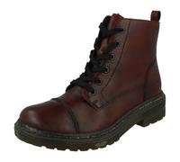 Ladies Rieker Leather Lace Up and Zip Fleece Lined Casual Ankle Boots - 78202