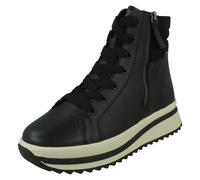 Ladies Rieker Leather Lace Up Dual Zip Fleece Lined Casual Boots 'W3870'