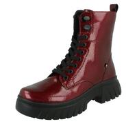 Ladies Rieker Leather Lace Up Side Zip Fleece Lined Ankle Boots W1870