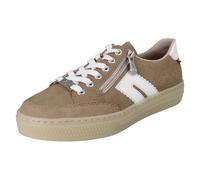 Ladies Rieker Leather Metallic Lace Up Memosoft Trainers With Zips - L5903 L5903