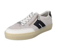 Ladies Rieker Leather Metallic Lace Up Memosoft Trainers With Zips - L5903 L5903