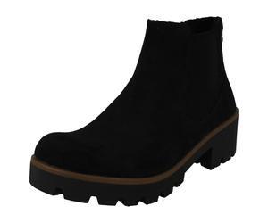 Ladies Rieker Leather/Microfibre Chunky Heel Slip Pull On Ankle Boots "79265"
