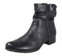 Ladies Rieker Smart Casual Leather Dual Zip Ankle Boots Block Heel - 78656