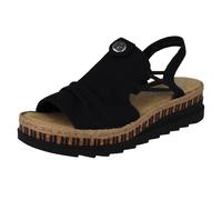 (Black, UK 7.5) Ladies Rieker Slingback Wedge Sandals V7972