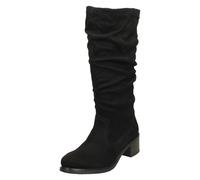 Ladies Rieker Zip Up Fastening Rouched Design Block Heel Long Boots - 74192