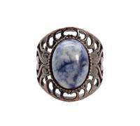 Ladies Rings, 1Pcs Natural Crystal Ring For Women Chunky Thumb Band Adjustable Oval Gemstone Ring Band Handmade Spiritual 7 Chakra Jewelry Gifts For Women Men Sodalite