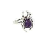Ladies Rings, Gemstone Ring For Women Natural Punk Gothic Spider Solitaire Raw Crystal Ring Adjustable Handmade Stacking Thumb Band Natural Gemstone Jewellery Gift For Mum Her