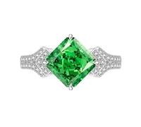 Ladies Rings, Ice Flower Cut Cushion Ring For Women Engagement Wedding Ring For Her Sapphire Emerald Amethyst Ruby Simulated Diamond Band Cocktail Jewellery Gift With Box