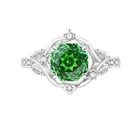 Ladies Rings, Rose Cut Ring For Women Date Promise Engagement Wedding Gemstone Ring For Her Sapphire Emerald Amethyst Ruby Simulated Diamond Band Cocktail Jewellery Gift With Box Emerald