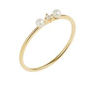 Ladies Rings, Wedding Ring Set 14K Yellow Gold Delicate with Round Pearl Size H 1/2