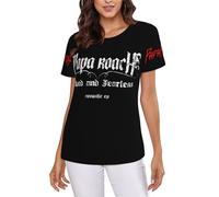 Ladies' Roach Music Rock Band Papa Printed Round Neck Shirt Simple Versatile Top Casual Comfort Shirt Multicolor L