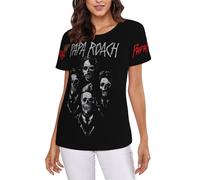 Ladies' Roach Music Rock Band Papa Printed Round Neck Shirt Simple Versatile Top Casual Comfort Shirt Multicolor L