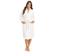 Ladies Robe Luxury Terry Towelling 100% Cotton Housecoat Loungewear Dressing Gown Highly Absorbent Hooded Wrap Everyday Bathrobe for Women (UK, Alpha, One Size, Regular, Regular, XL, White)