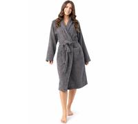 Ladies Robe Luxury Terry Towelling 100% Cotton Housecoat Loungewear Dressing Gown Highly Absorbent Hooded Wrap Everyday Bathrobe for Women (UK, Alpha, One Size, Regular, Regular, M, Charcoal)