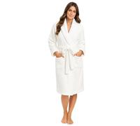 Ladies Robe Luxury Terry Towelling 100% Cotton Housecoat Loungewear Dressing Gown Highly Absorbent Hooded Wrap Everyday Bathrobe for Women (UK, Alpha, One Size, Regular, Regular, L, White)