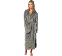 Ladies Robe Stripe Jacquard Luxury Soft Warm Belted Long Dressing Gown with Pockets Shawl Collar Everyday Housecoat Loungewear for Women (UK, Alpha, One Size, Regular, Regular, L, Charcoal)