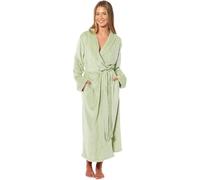 Ladies Robe Stripe Jacquard Luxury Soft Warm Belted Long Dressing Gown with Pockets Shawl Collar Everyday Housecoat Loungewear for Women (UK, Alpha, One Size, Regular, Regular, S, Sage Green)