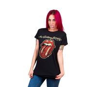 The Rolling Stones Plastered Tongue Black XL Ladies T-shirt NEW