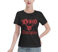 Ladies' Ronnie Rock James Dio Stylish Short-Sleeved Shirts Simple and Durable Tops Practical and Versatile Shirts Black M