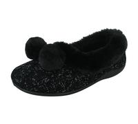 Ladies Rose Bank Memory Foam Knitted Pom Pom Slippers 'Chloe'