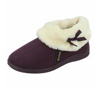 Ladies Rose Bank Memory Foam Velour Bootee Slippers - Sharon