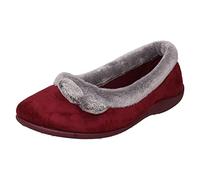 Ladies Rosebank Memory Foam Slippers Lucy - Burgundy Textile - UK Size 6 - EU Size 39 - US Size 8