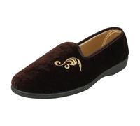 Ladies Rosebank Velour Embroided Detailed Slippers 'Miranda'
