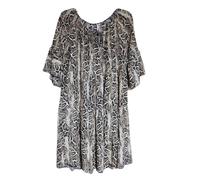 Ladies Round Neck Animal Snake Print Ruffle Sleeves Tiered Midi Dress One Size Women's Boho High Waist Frill Hem Tunic Smock Dress A Line Flowy Sundress Elegant Ladies Summer Beach dress (12-22)